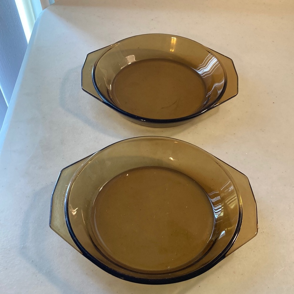 Arcopal France set of 2 brown Amber casserole dishes